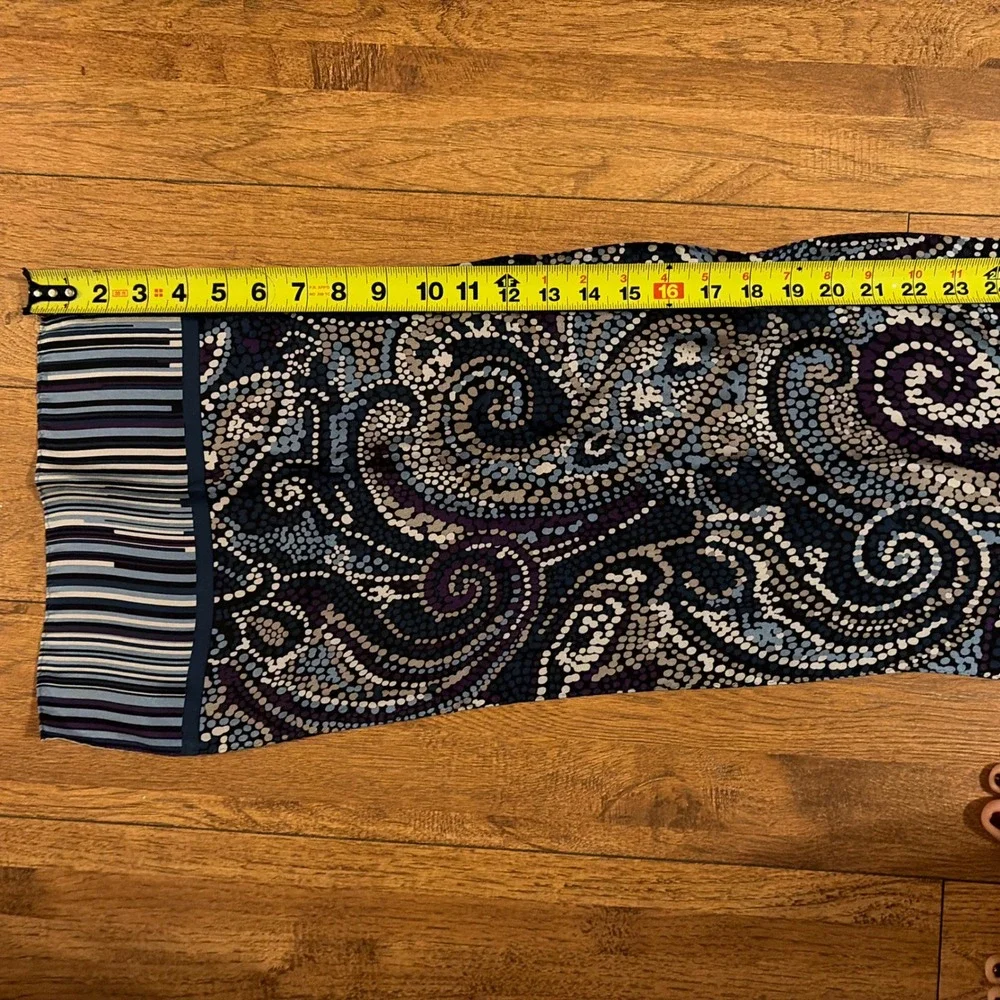 Adrienne Vittadini Womens Oblong Scarf Blue Purple Paisley OS Silky Long Wrap